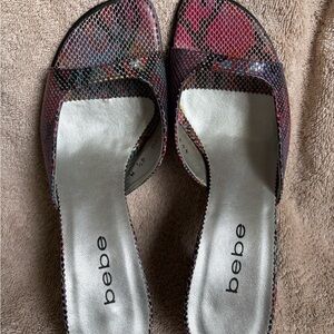 Bebe Women's Multicolor Slide Snakeskin Sandals